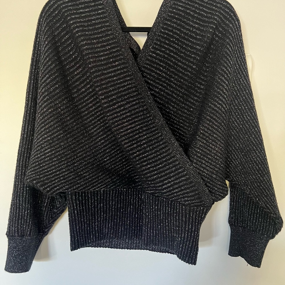 Anthropologie - Shimmer / Silver Surplice Pullover Sweater - Picture 6 of 8